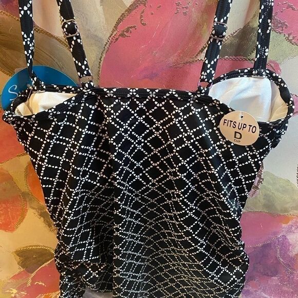 Swim solutions chain print underwire tankini top - Picture 3 of 8